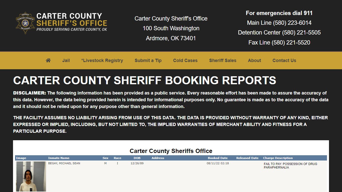 Inmate Search - Carter County Sheriff's Office